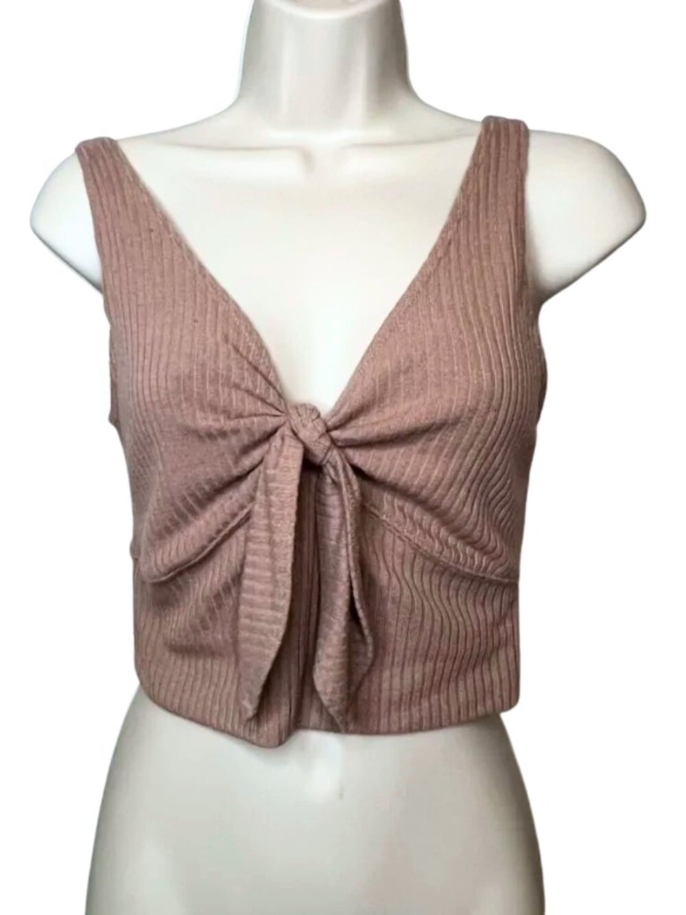 Abercrombie & Fitch Ribbed Tie-Front Crop Sweater (S)